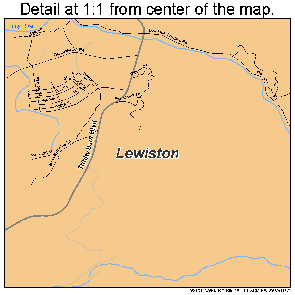Lewiston, California road map detail
