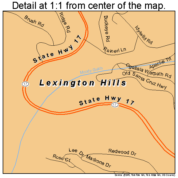 Lexington Hills, California road map detail