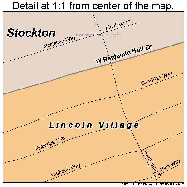 Lincoln Village, California road map detail
