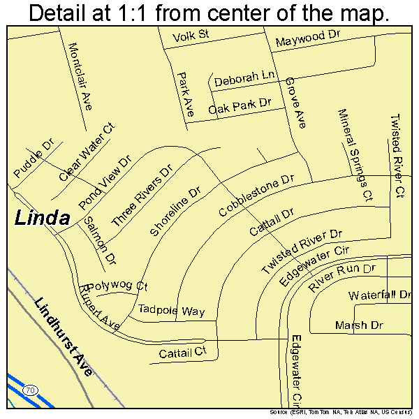 Linda, California road map detail