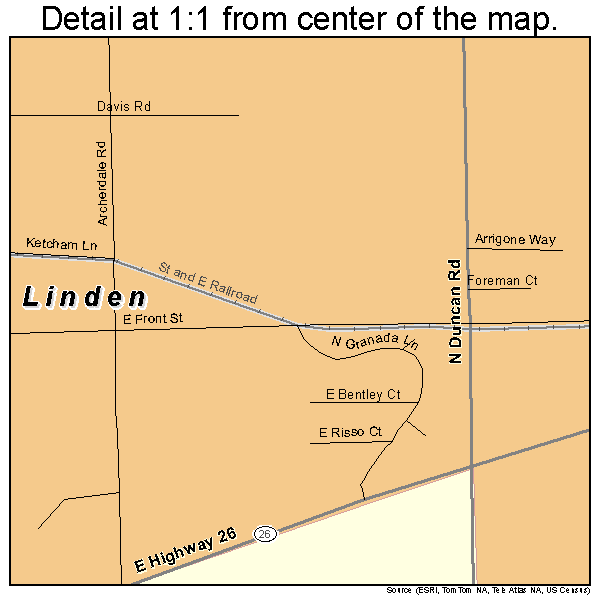 Linden, California road map detail