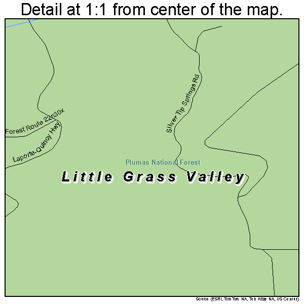 Little Grass Valley, California road map detail