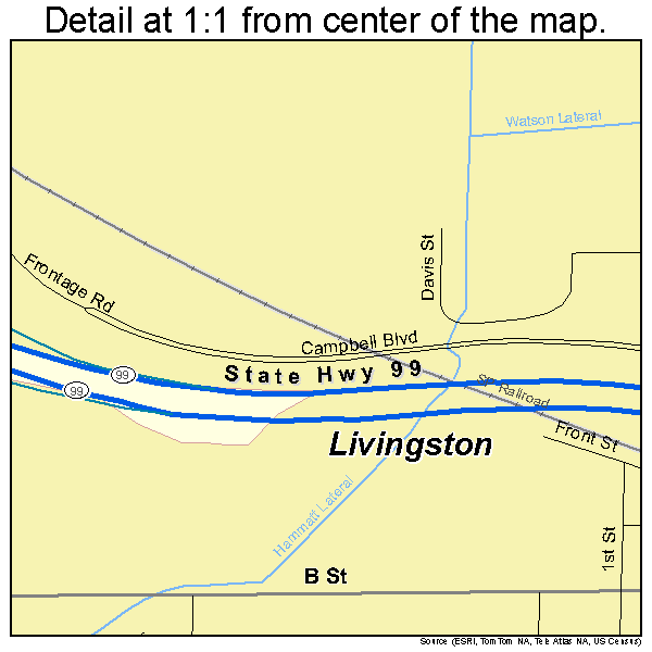 Livingston, California road map detail