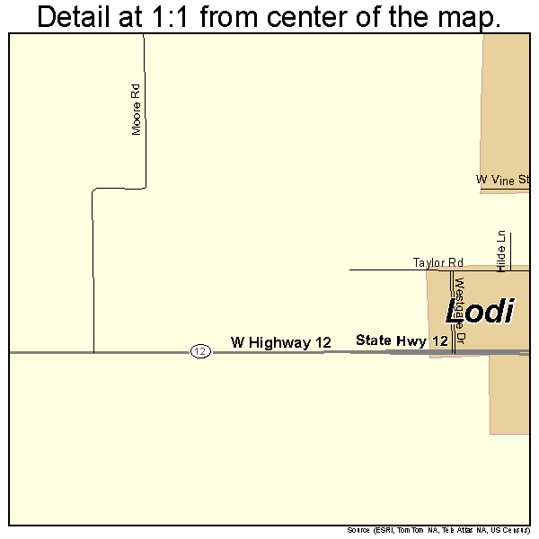 Lodi, California road map detail