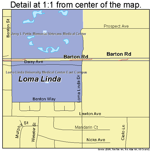 Loma Linda, California road map detail
