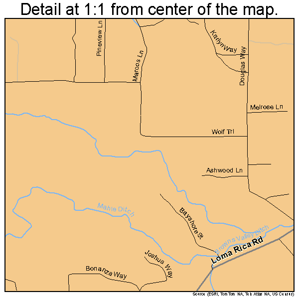 Loma Rica, California road map detail