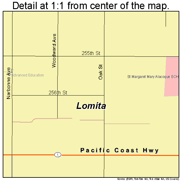 Lomita, California road map detail