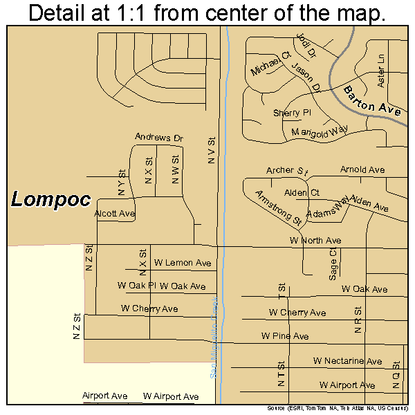 Lompoc, California road map detail