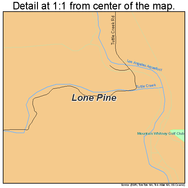 Lone Pine, California road map detail