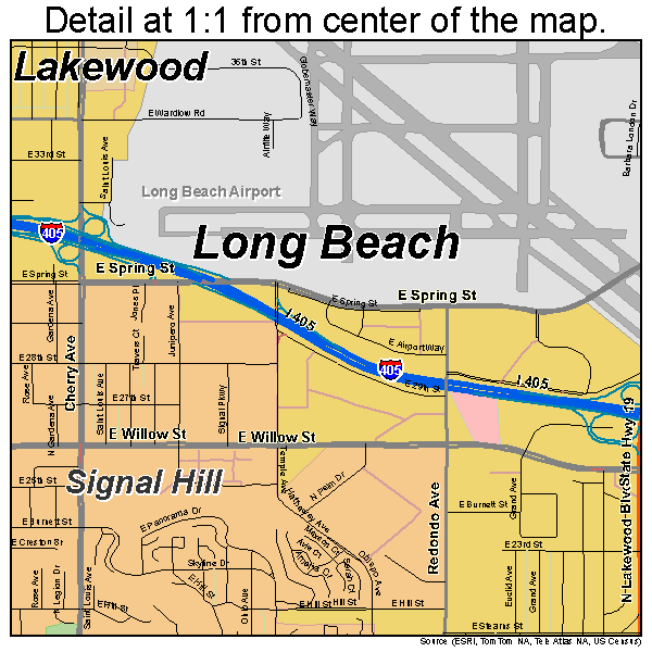 Long Beach, California road map detail