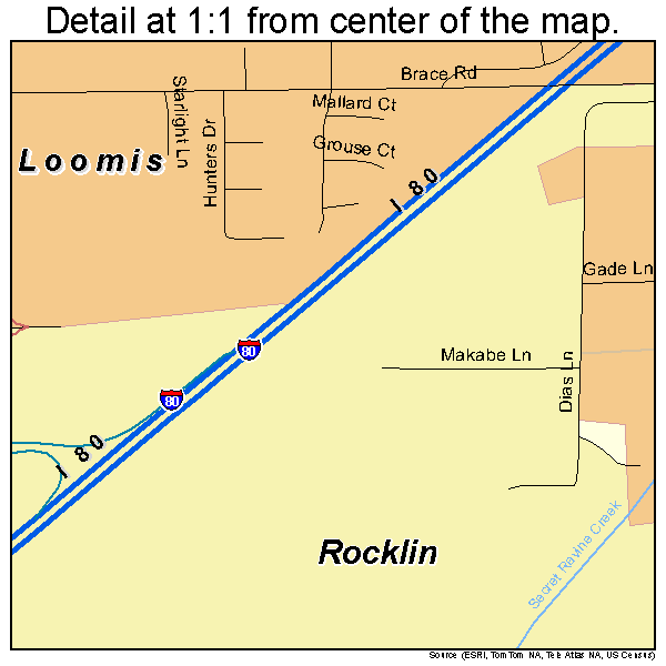 Loomis, California road map detail