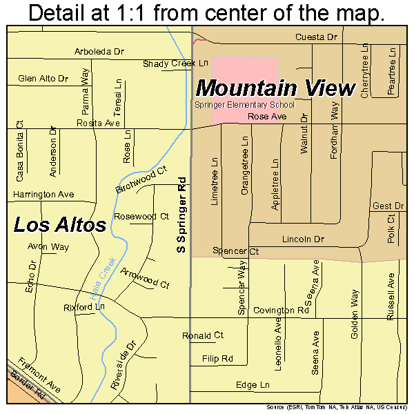 Los Altos, California road map detail