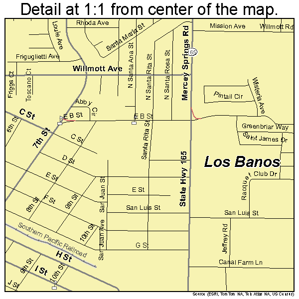 Los Banos, California road map detail