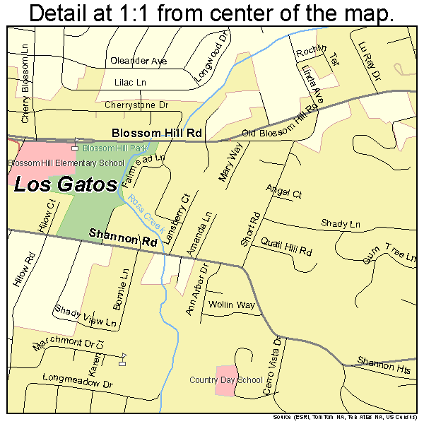 Los Gatos, California road map detail