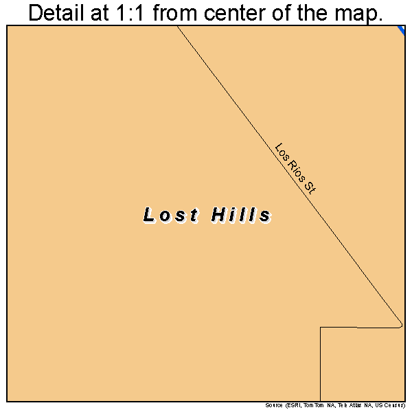 Lost Hills, California road map detail