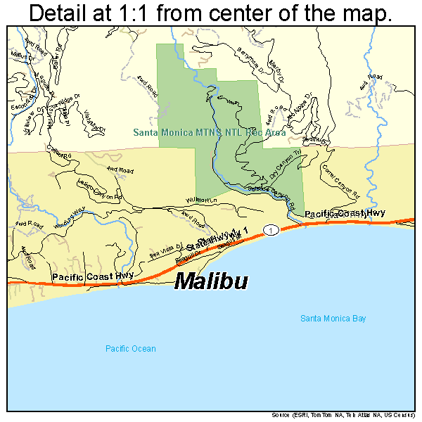 Malibu, California road map detail