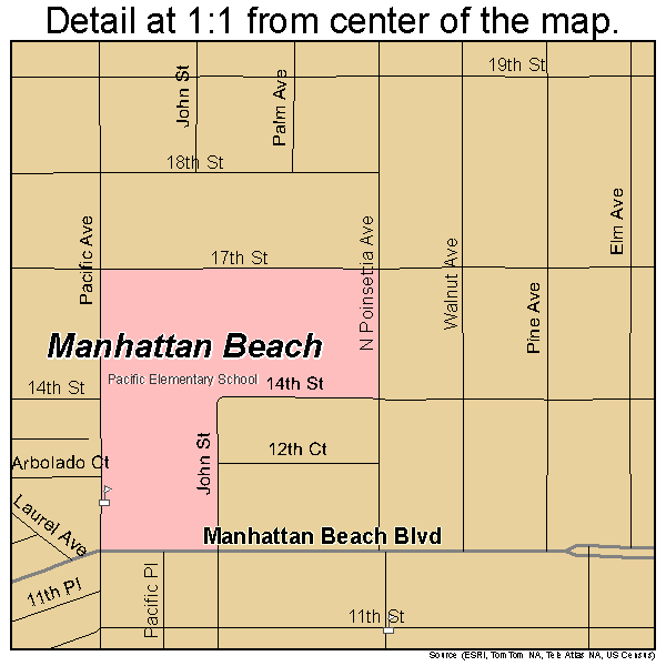 Manhattan Beach, California road map detail