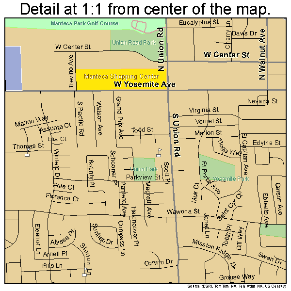 Manteca, California road map detail