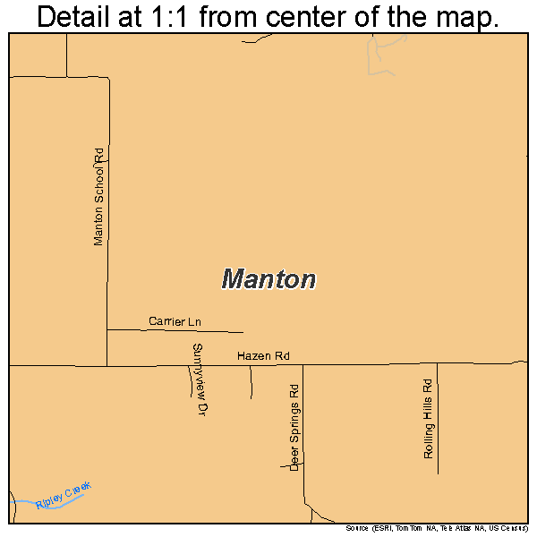 Manton, California road map detail