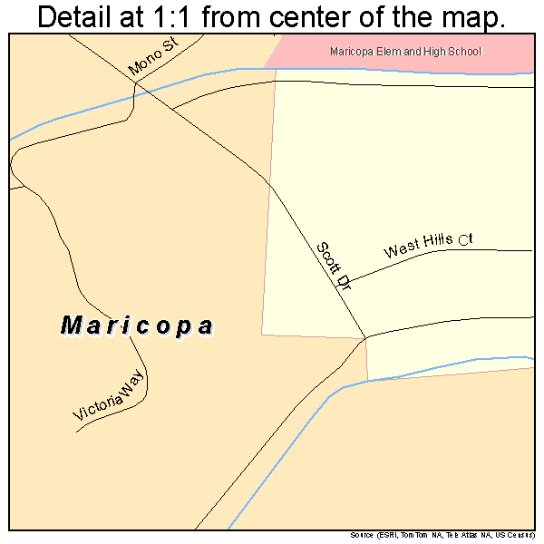 Maricopa, California road map detail