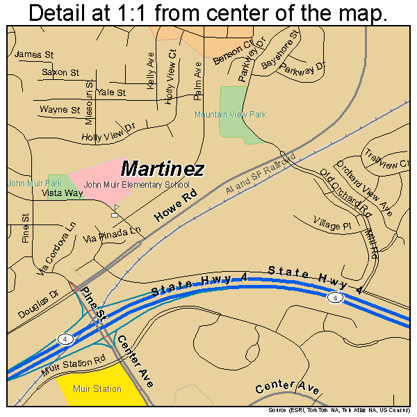 Martinez, California road map detail