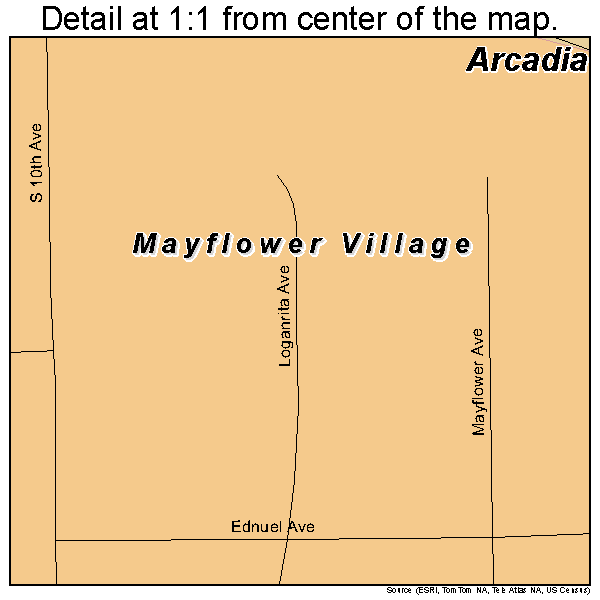 Mayflower Village, California road map detail