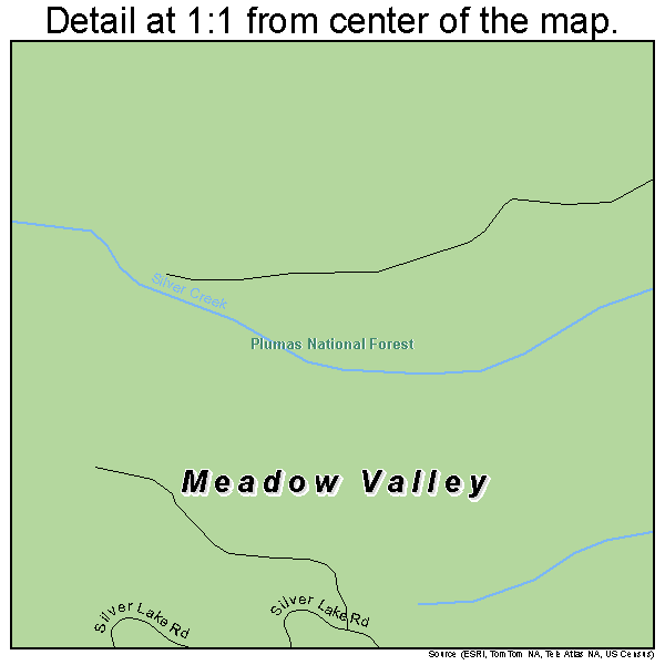 Meadow Valley, California road map detail