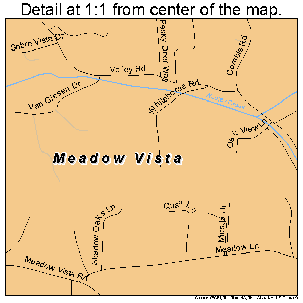 Meadow Vista, California road map detail