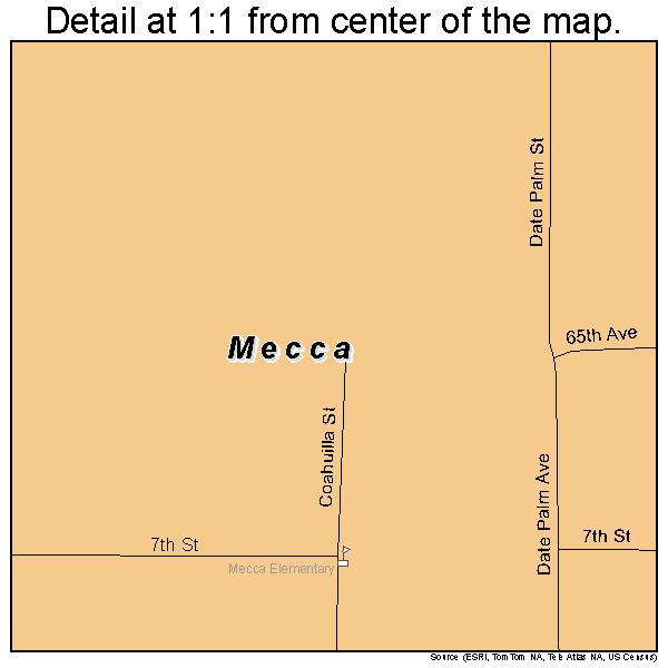 Mecca, California road map detail