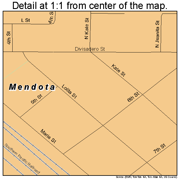 Mendota, California road map detail