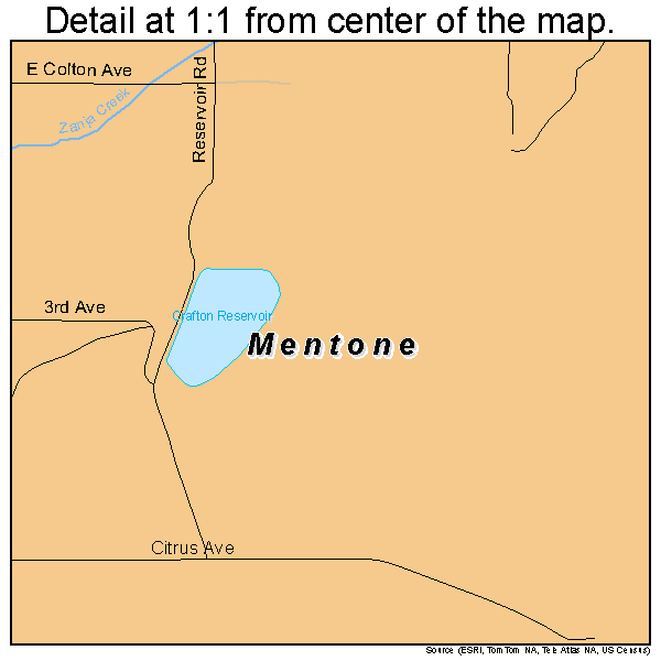 Mentone, California road map detail