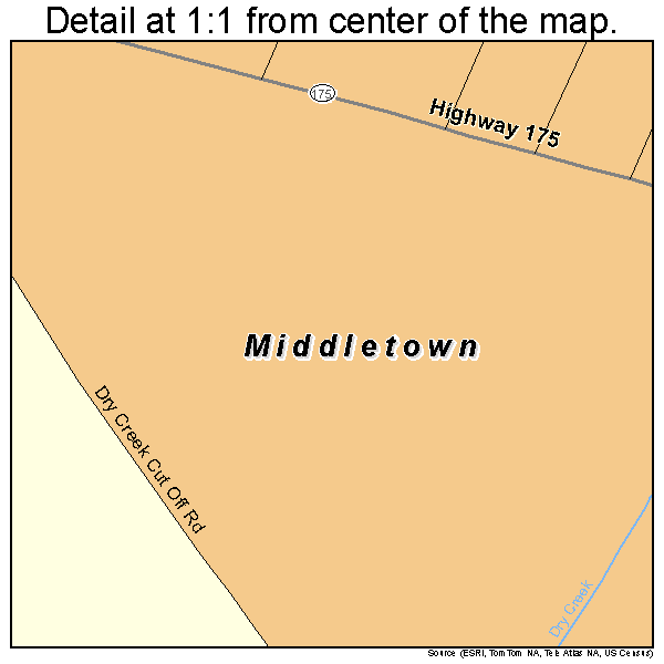 Middletown, California road map detail