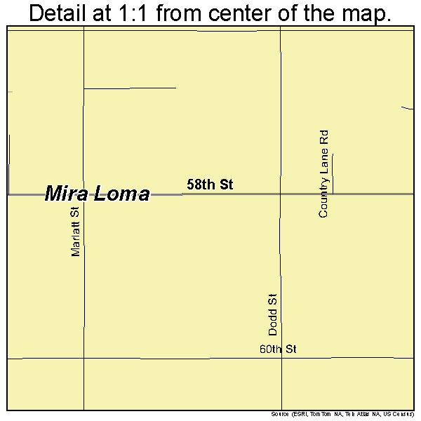 Mira Loma, California road map detail