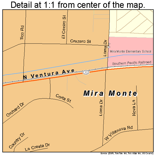 Mira Monte, California road map detail