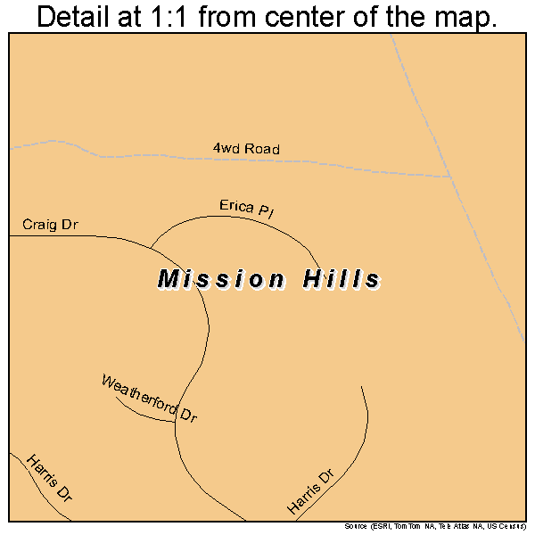 Mission Hills, California road map detail