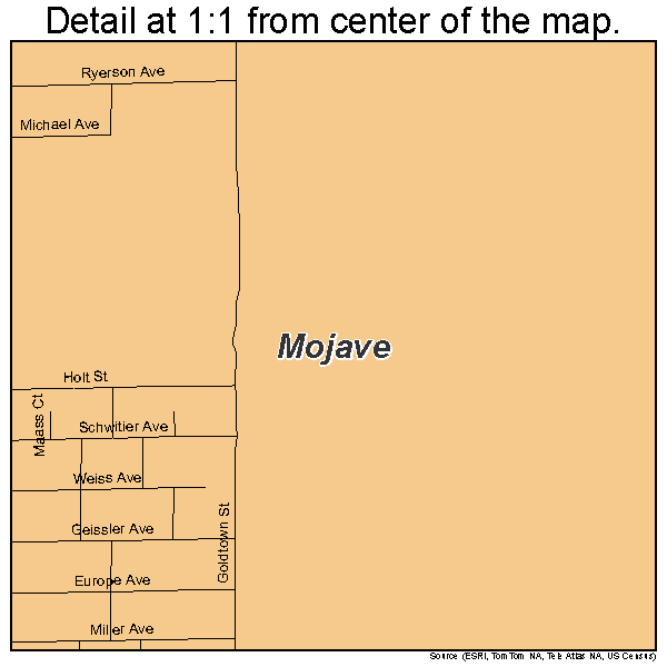 Mojave, California road map detail