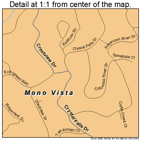 Mono Vista, California road map detail