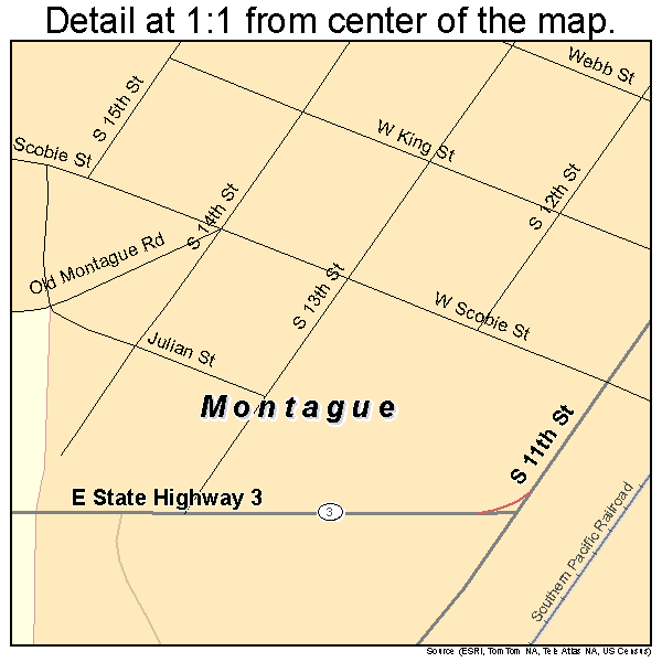 Montague, California road map detail