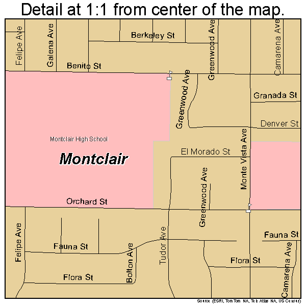 Montclair, California road map detail