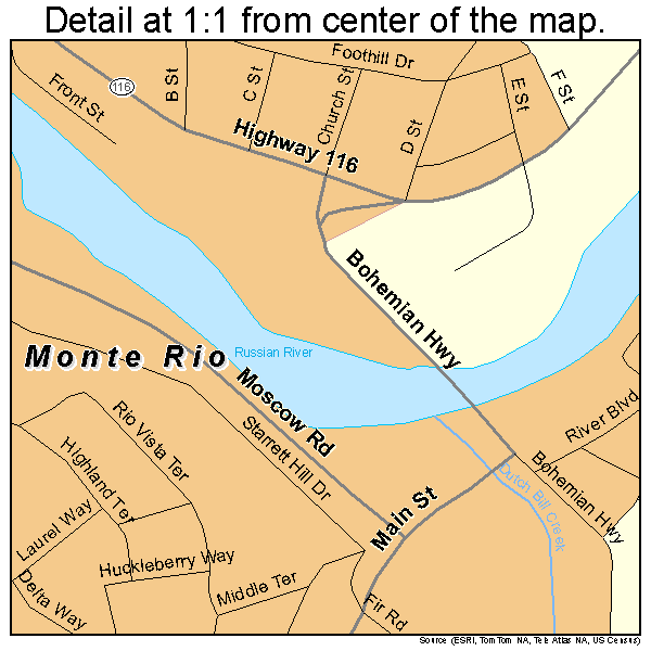 Monte Rio, California road map detail