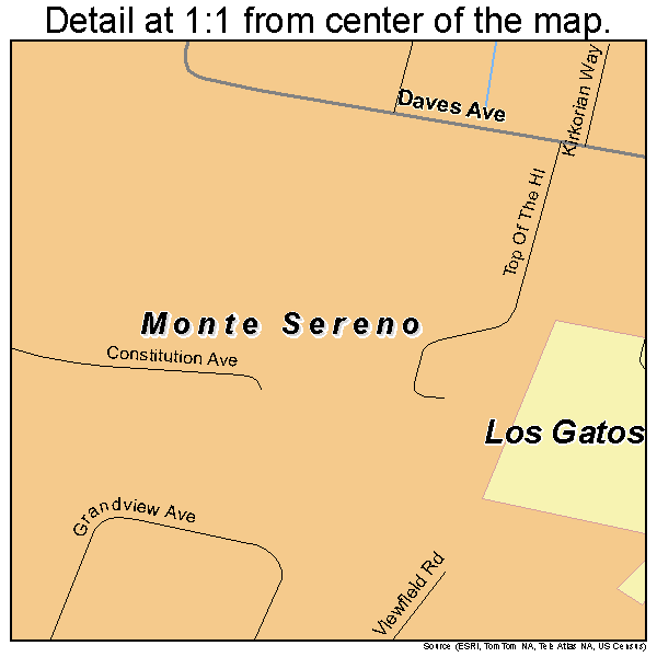Monte Sereno, California road map detail