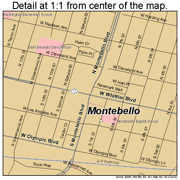 Montebello, California road map detail