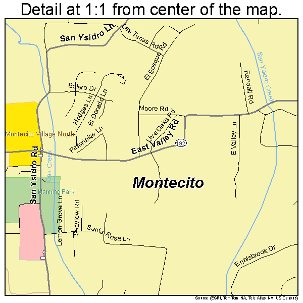 Montecito, California road map detail