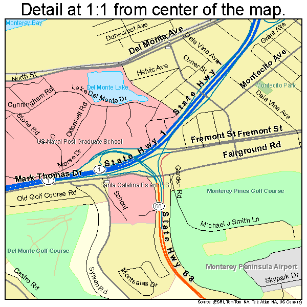 Monterey, California road map detail