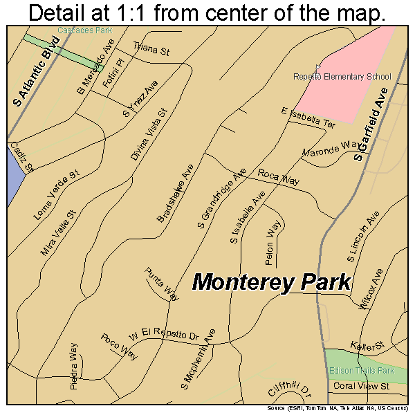 Monterey Park, California road map detail