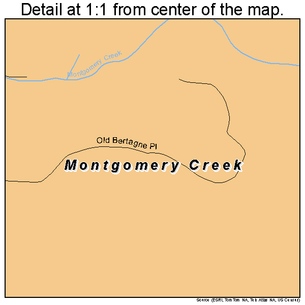 Montgomery Creek, California road map detail