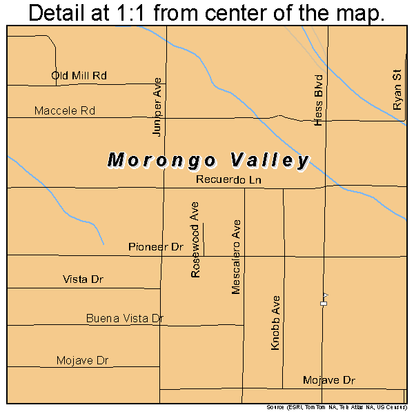 Morongo Valley, California road map detail
