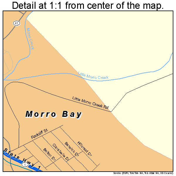 Morro Bay, California road map detail