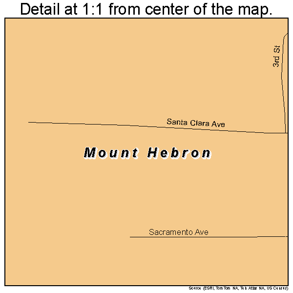 Mount Hebron, California road map detail