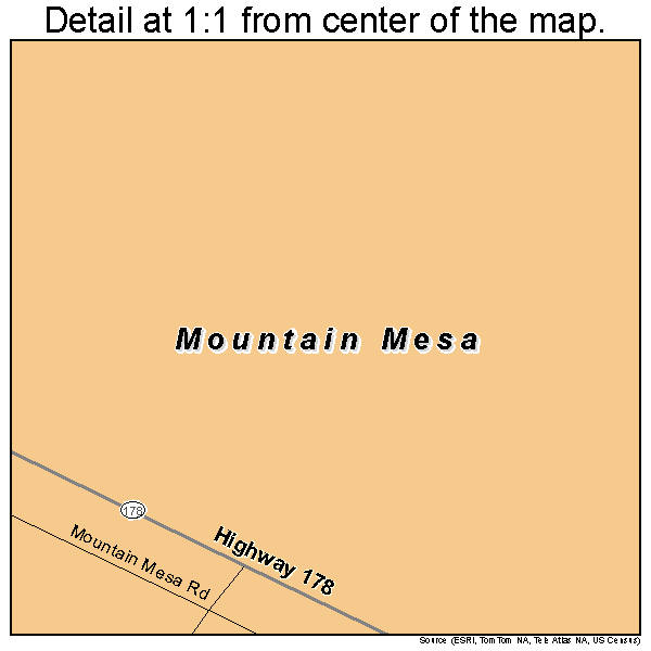 Mountain Mesa, California road map detail
